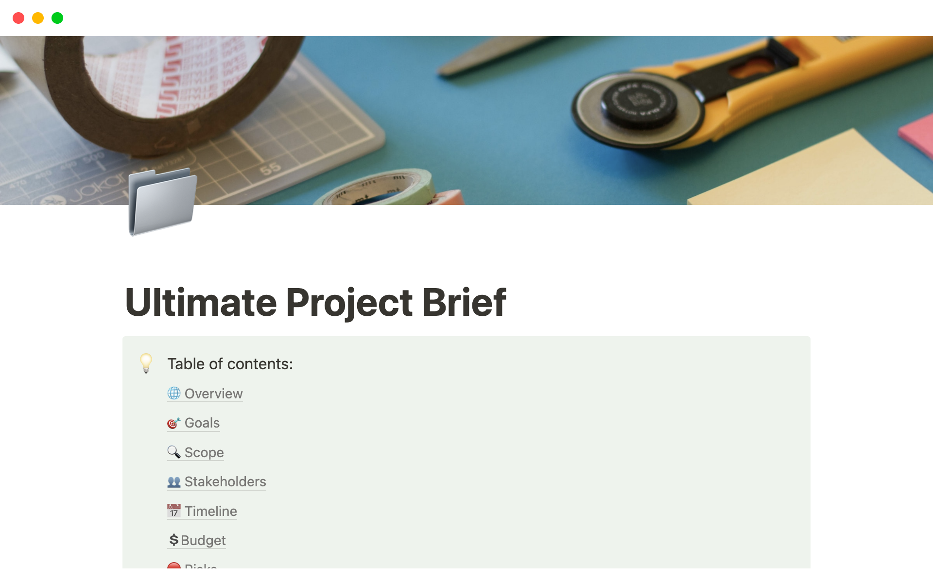 A template preview for Ultimate Project Brief Template for Notion!