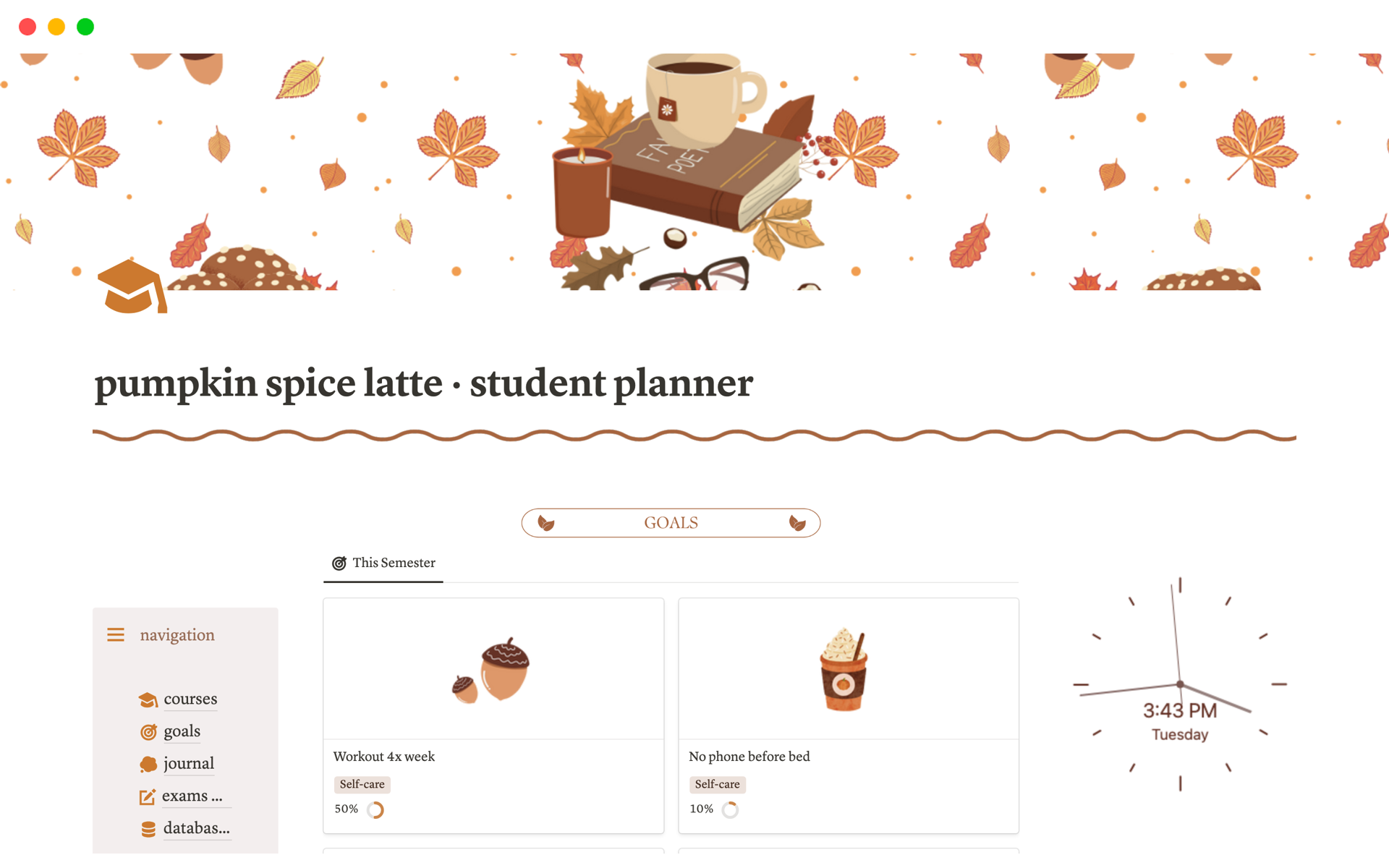 A template preview for Student Planner · for school and university