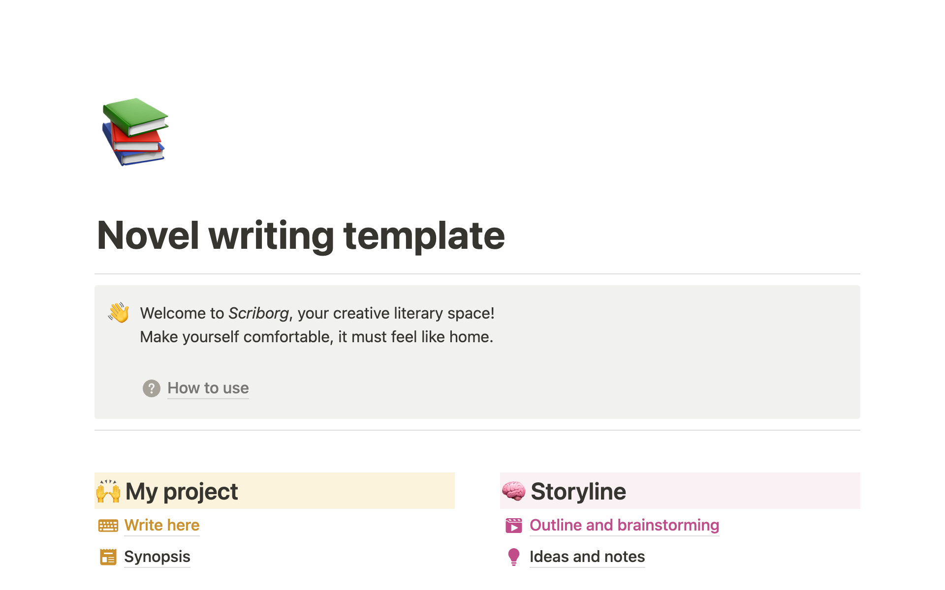A template preview for Scriborg, the advanced writing novel template