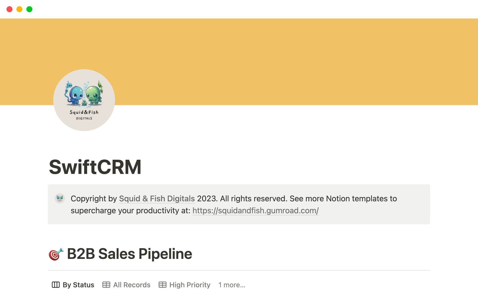 A template preview for The Ultimate CRM for Fast-Growing Startups