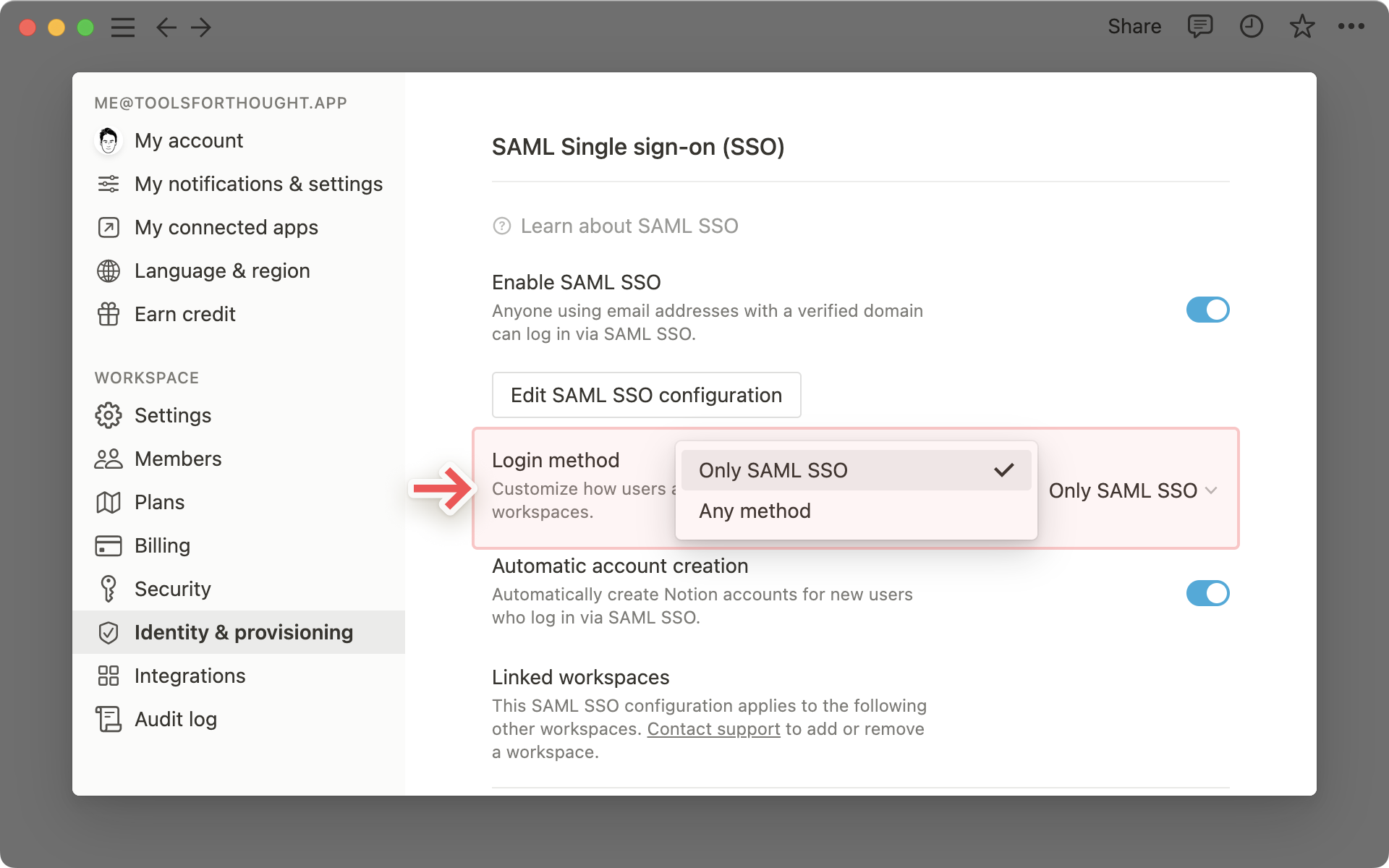 Aplicación forzosa del SSO de SAML