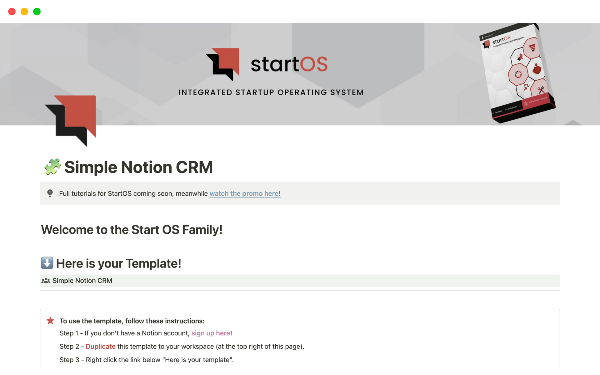 A template preview for  Simple CRM