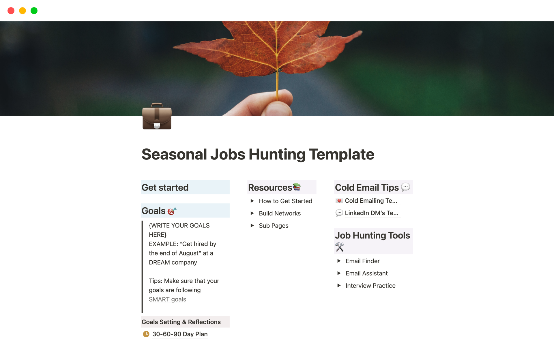 Seasonal Jobs Hunting Notion Template
