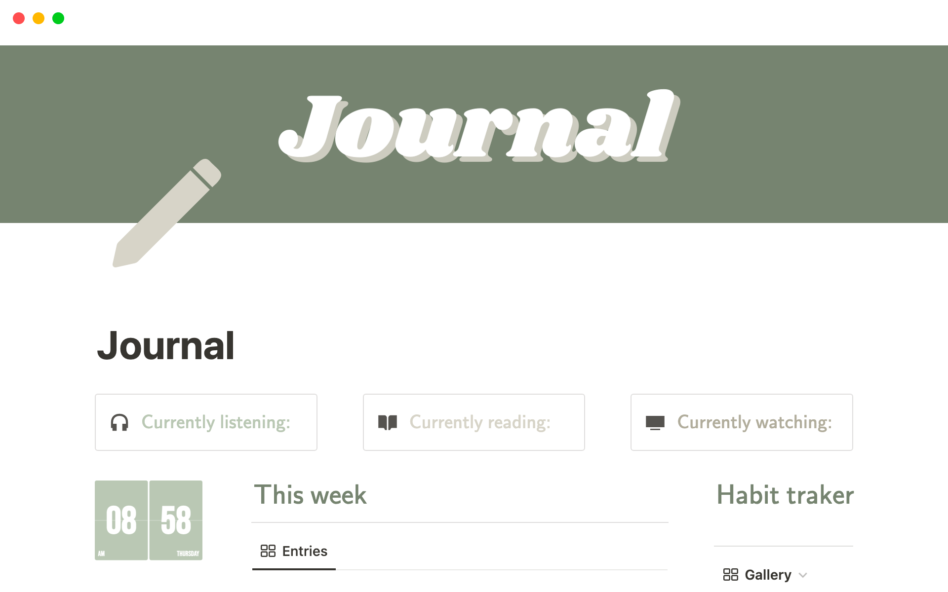 A digital version of the bullet journal, just in Notion