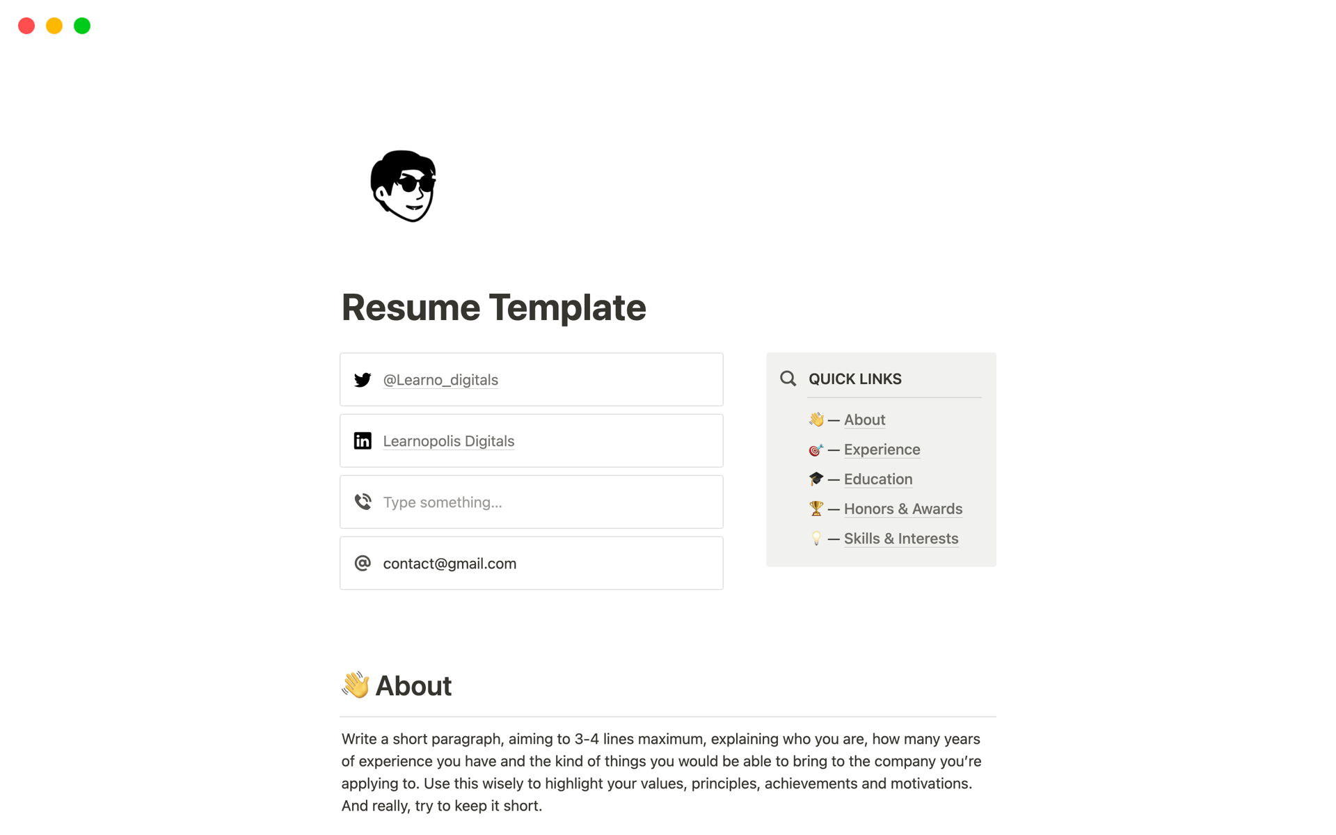 A template preview for CV for Modern Professionals