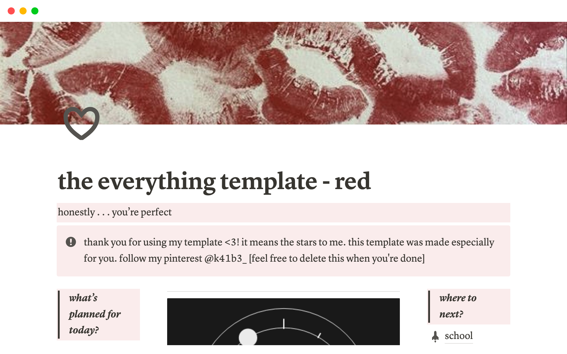 A template preview for The Everything Template - red