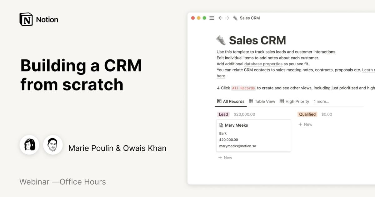 Notion Office Hours: Building a CRM from scratch