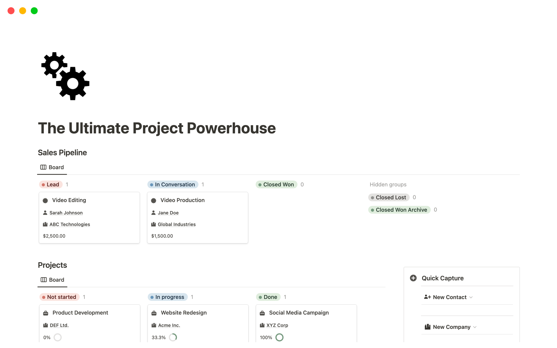 A template preview for The Ultimate Project Powerhouse
