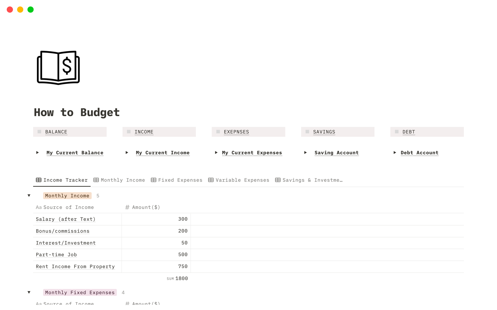 A template preview for How To Budget 