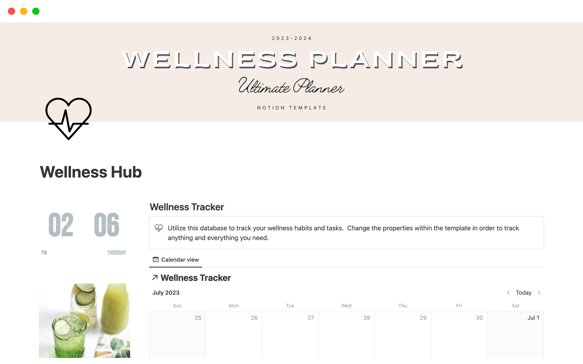A template preview for Wellness Hub