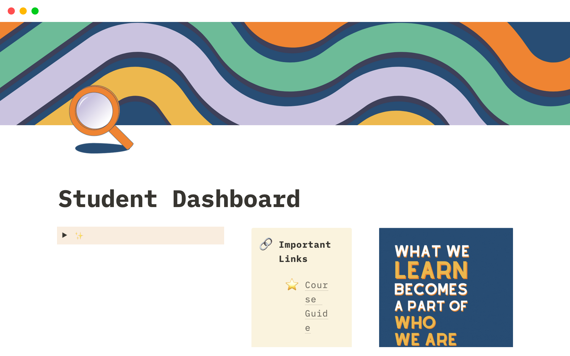 Eine Vorlagenvorschau für University Student Planner & Dashboard