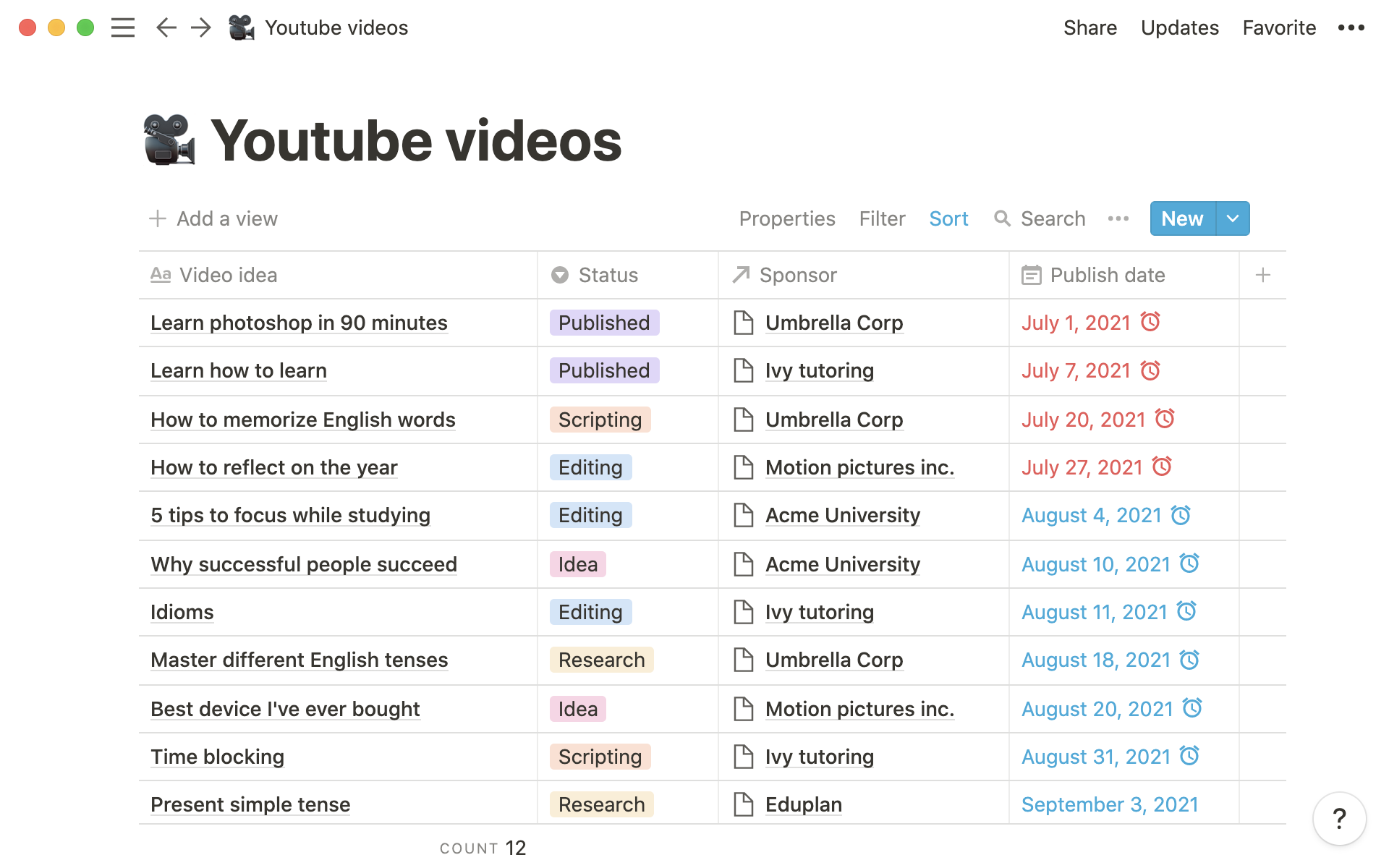 Ahmed keeps all research, including links and images, inside the video page to make scriptwriting more efficient.