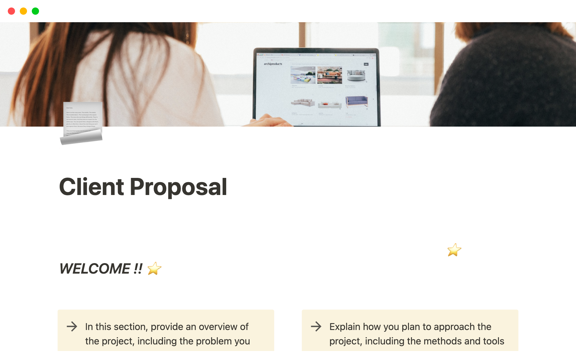 A template preview for Client Proposal