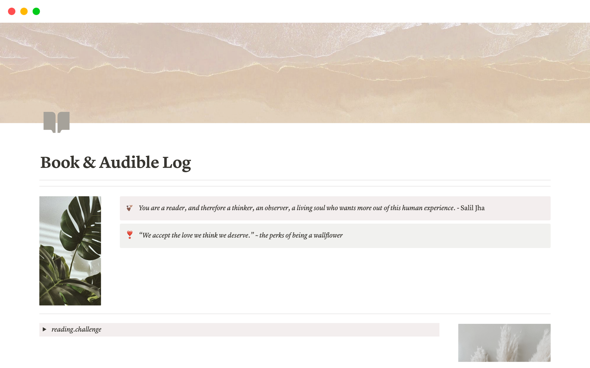 Book & Audible Log NotionVorlage