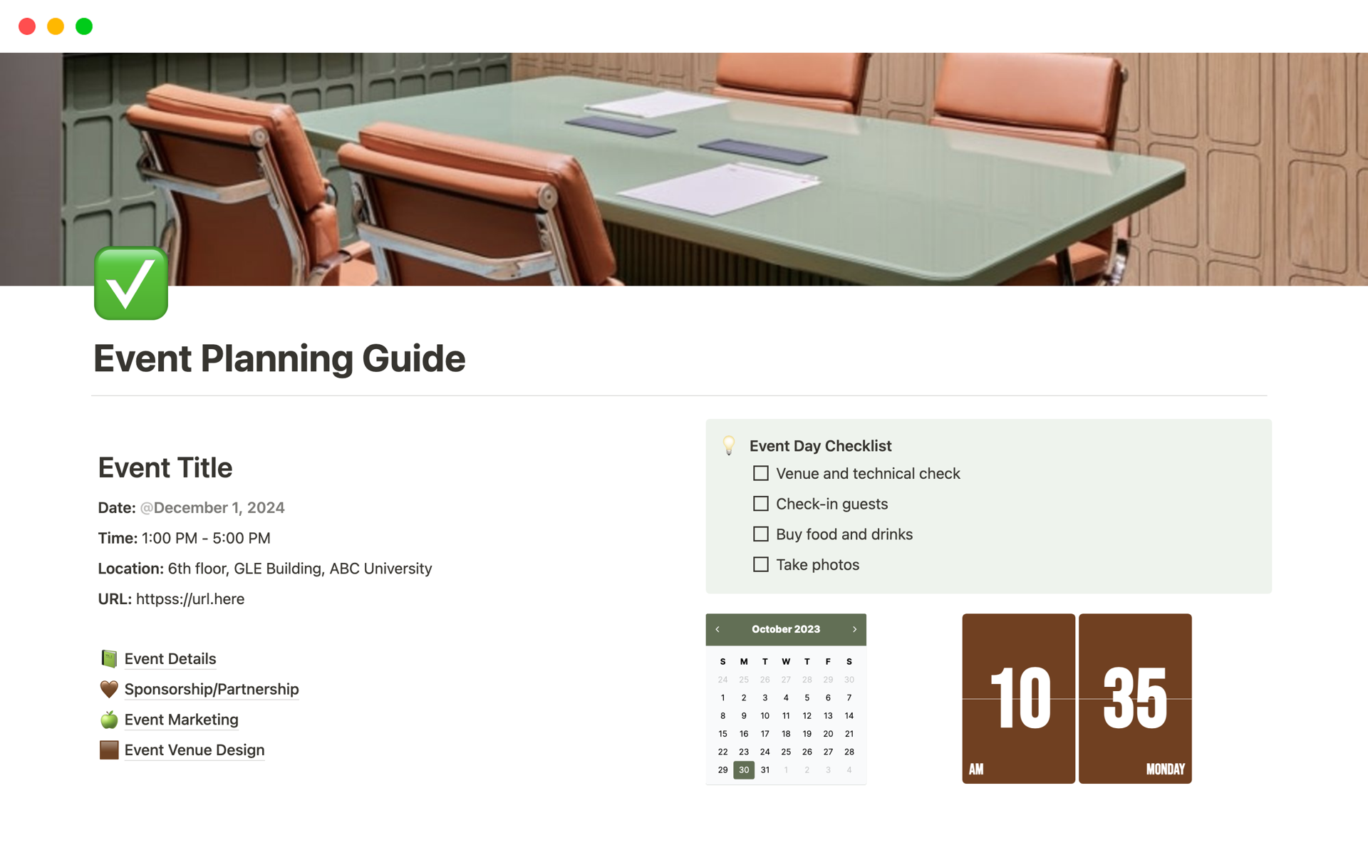A template preview for Event Planning Guide