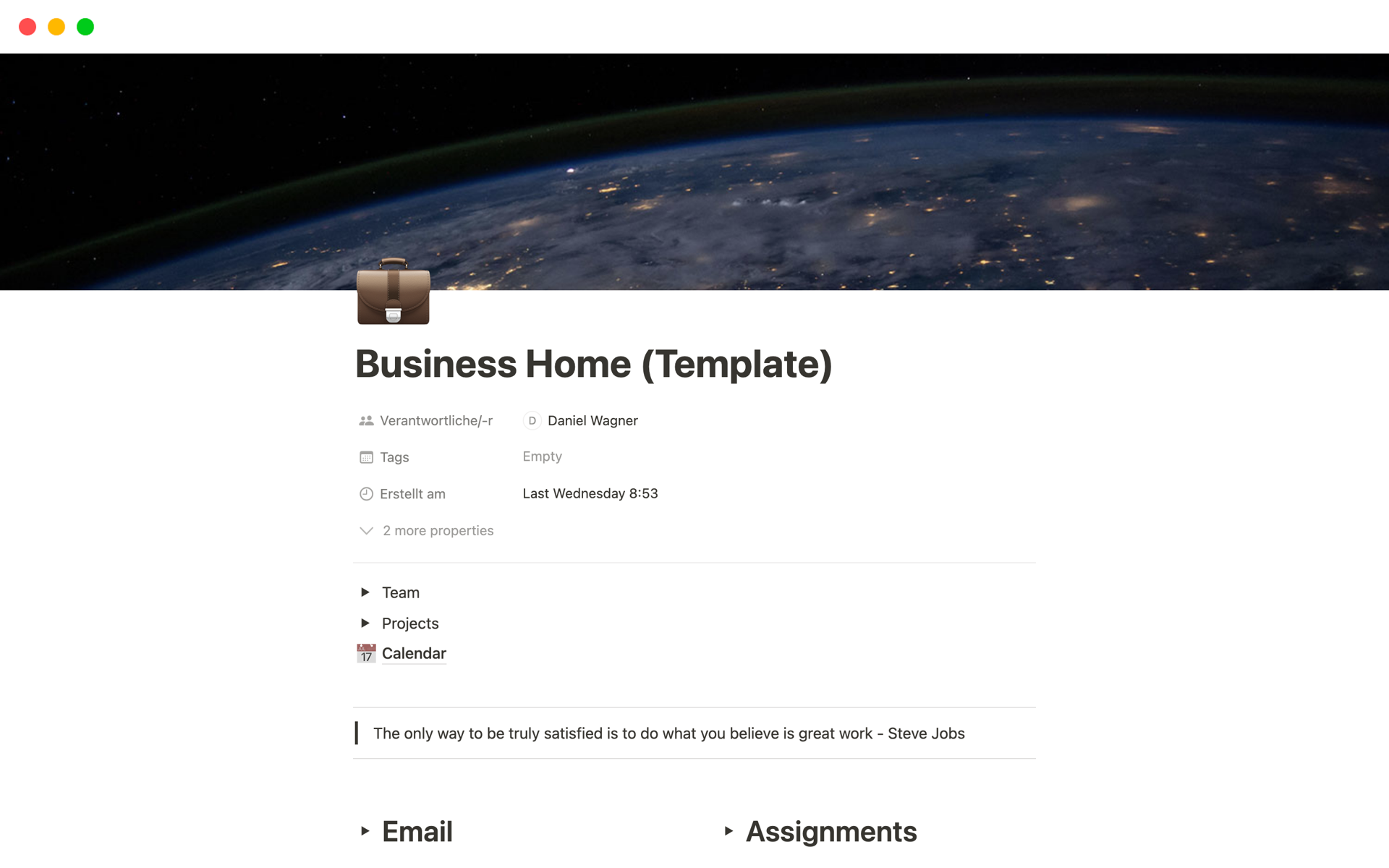 A template preview for Business Home