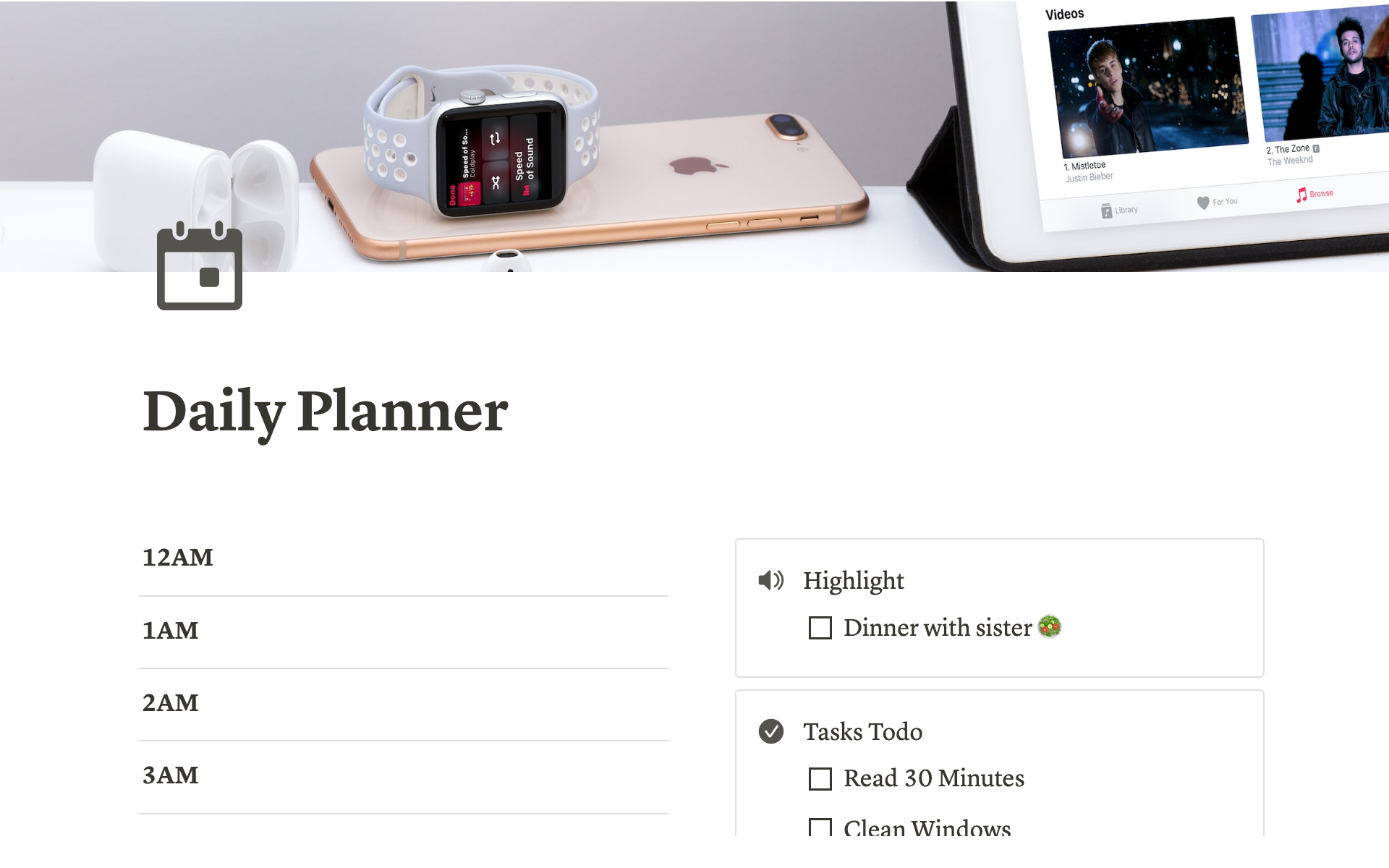 Eine Vorlagenvorschau für Daily Planner - Plan Your Life