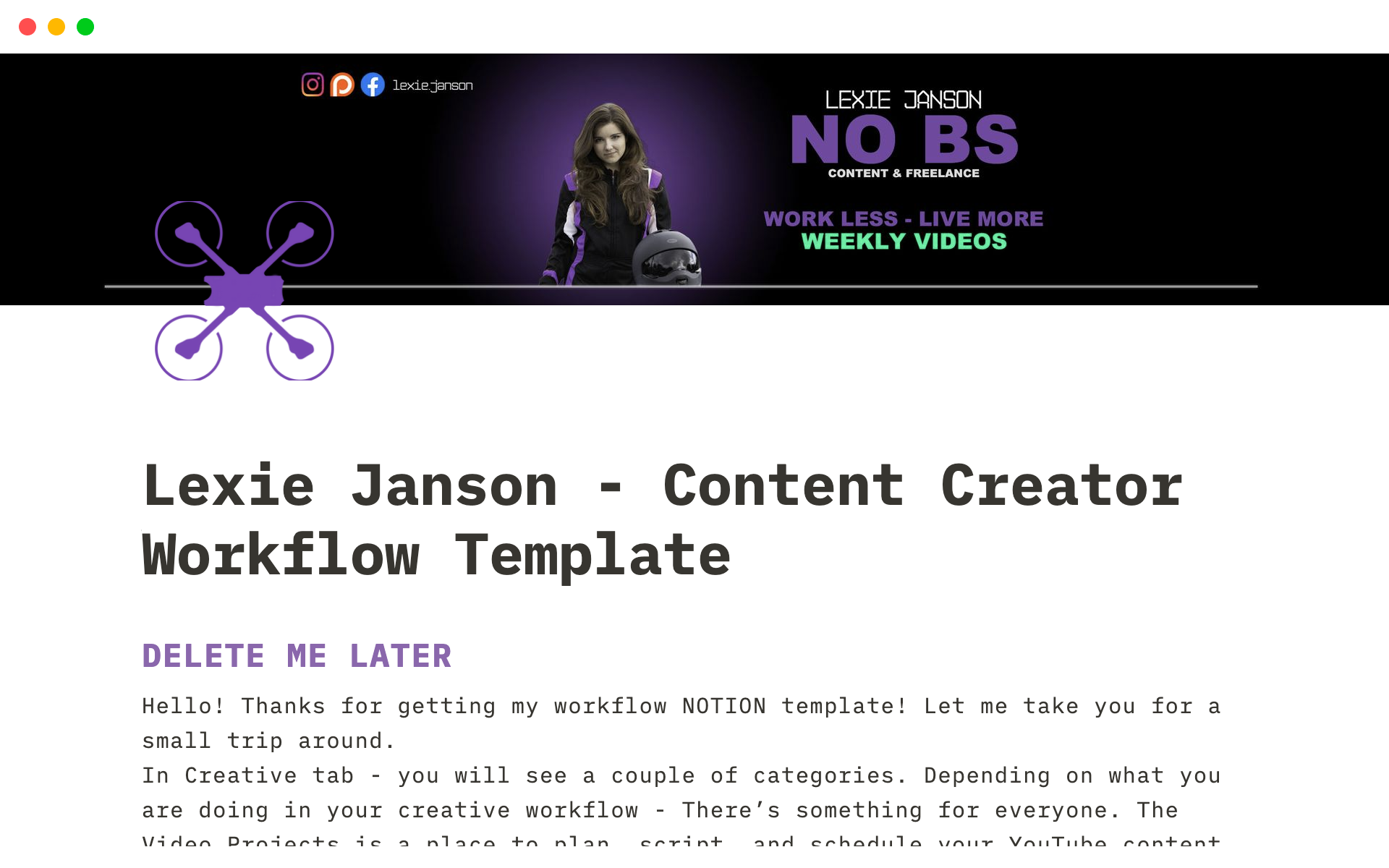 A template preview for Content Creator Workflow Template