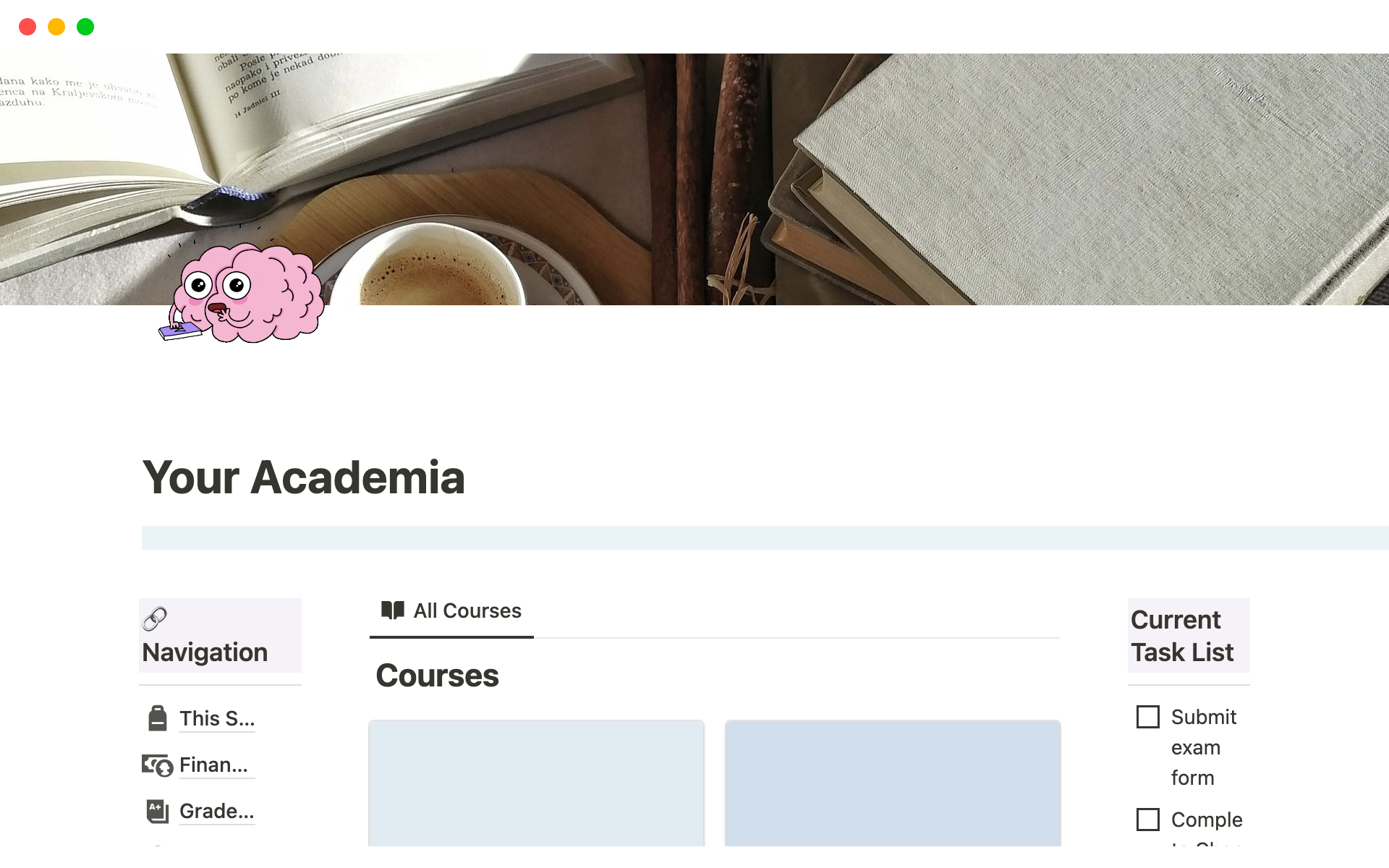 A template preview for Notion Academia Planner