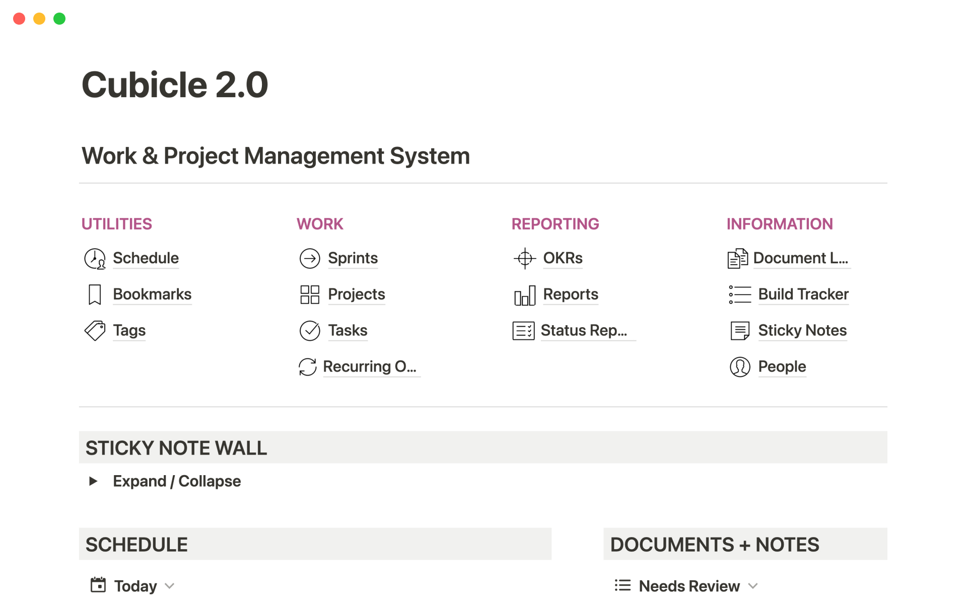 A template preview for Cubicle 2.0 - Work management system