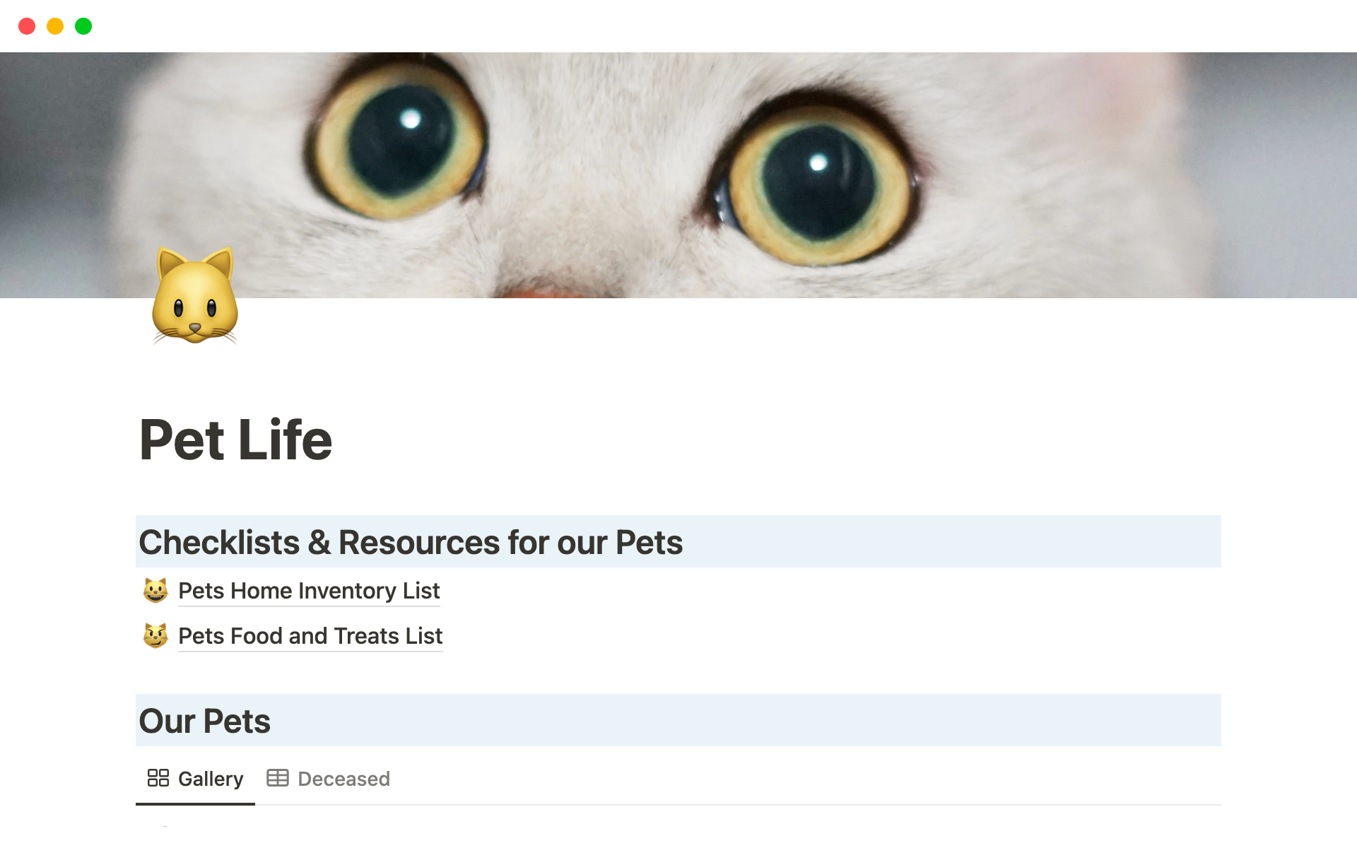 Keep track of everything related to your pets.