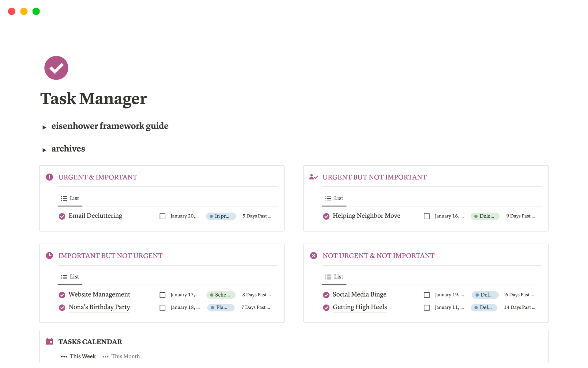 Task Manager | Notion Template