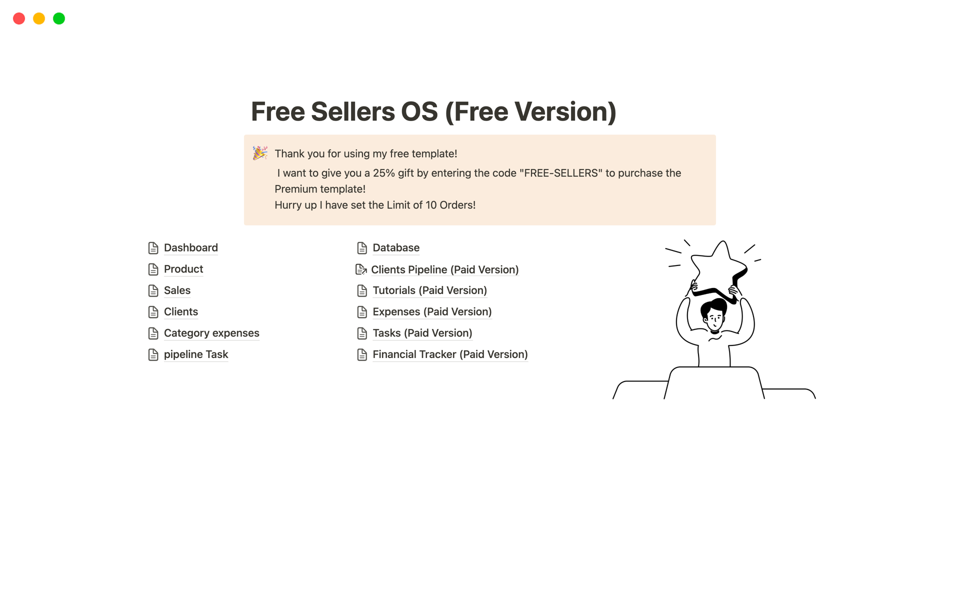 A template preview for  Free Sellers OS