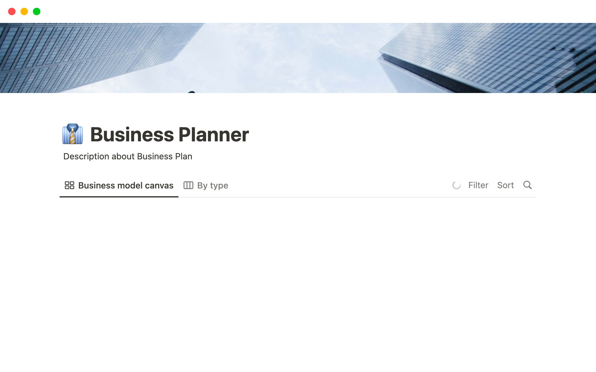 A template preview for Business Planner Notion Template