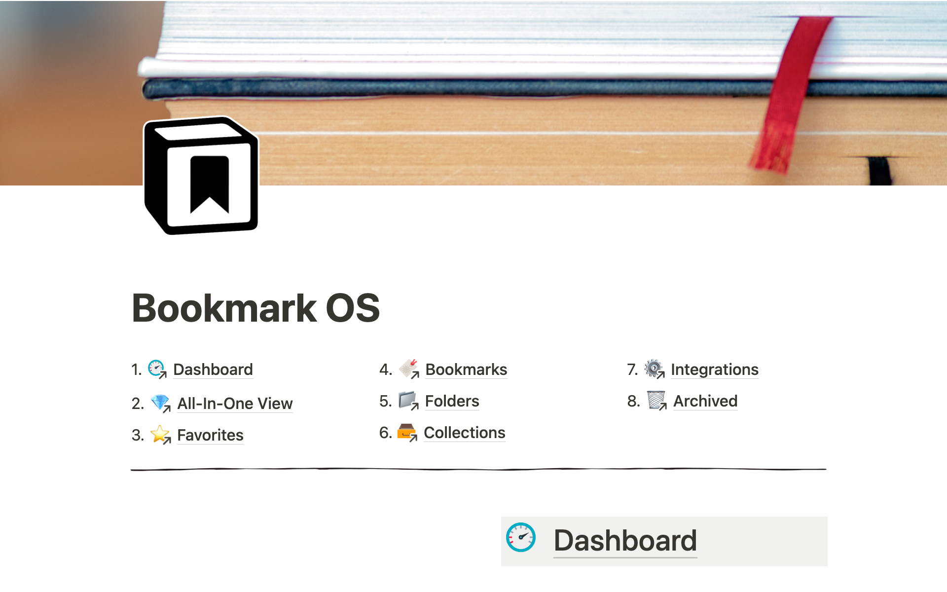 A template preview for Bookmark Manager OS