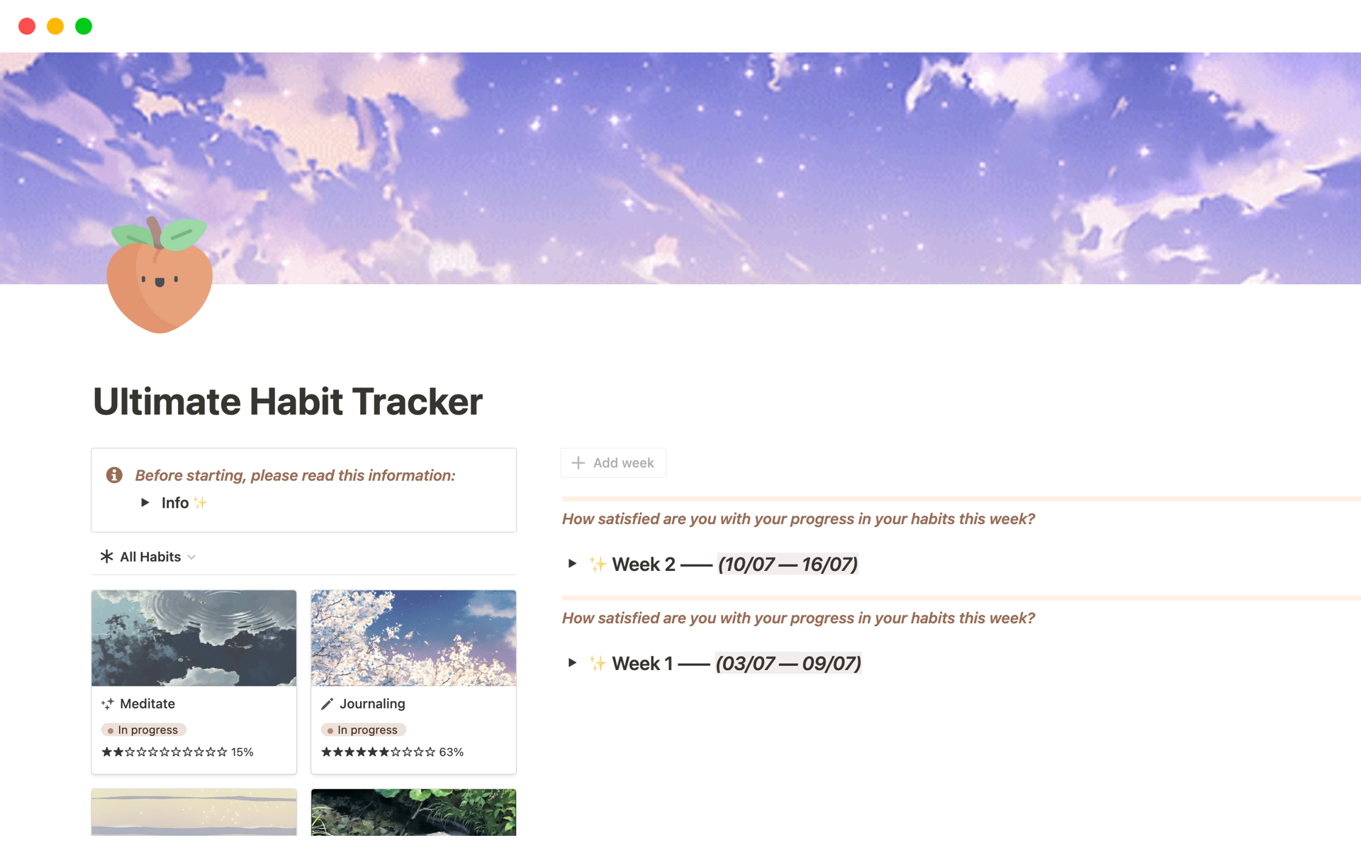 A template preview for Ultimate Habit Tracker