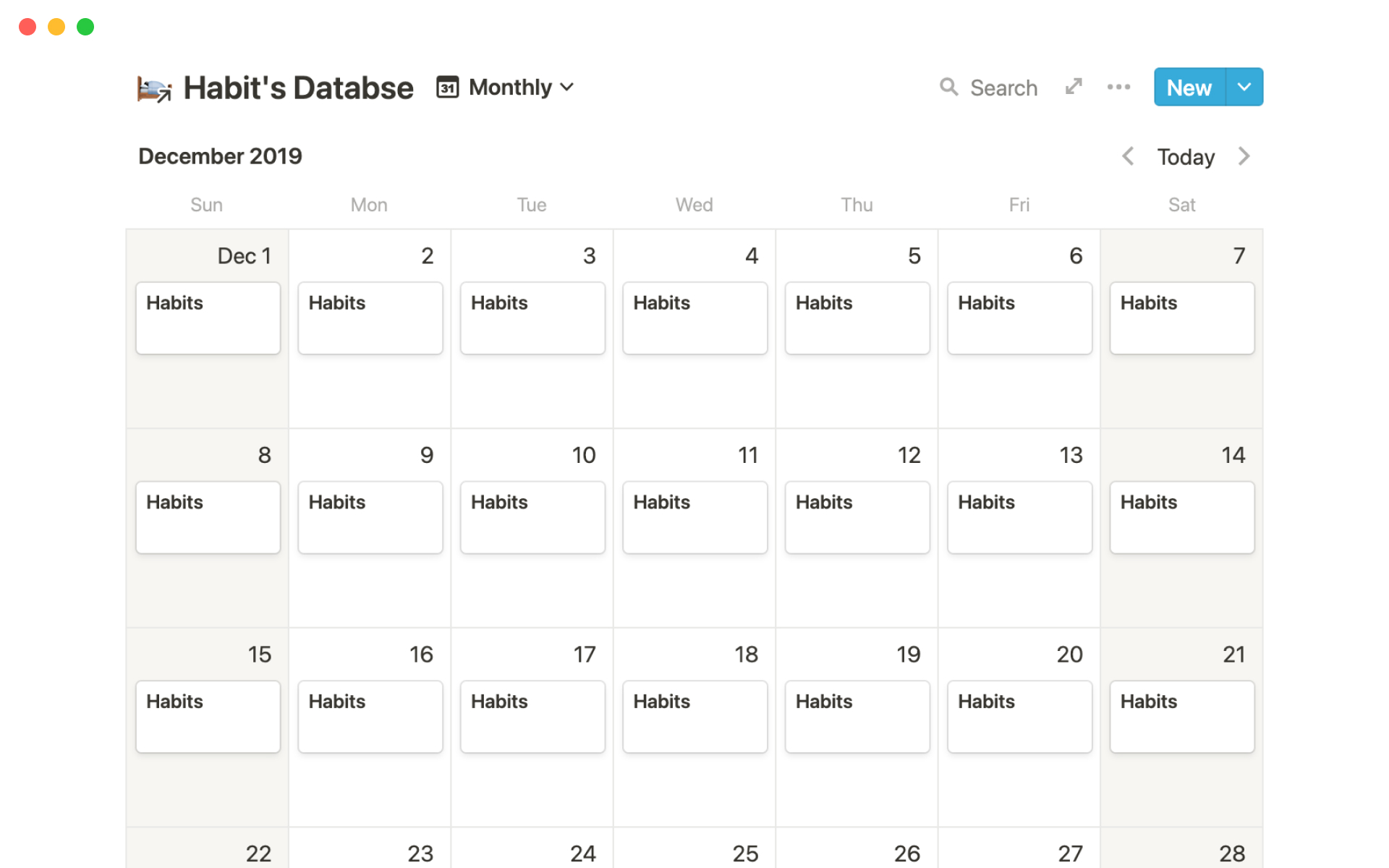 Track your daily, weekly and monthly habits.