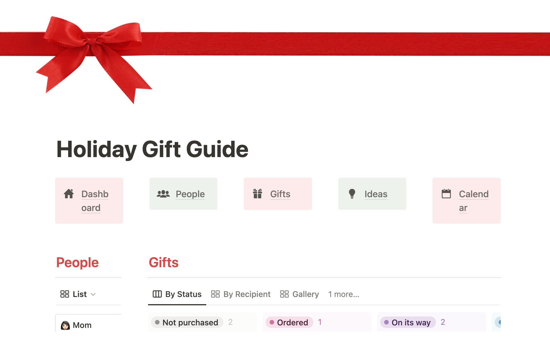 Eine Vorlagenvorschau für Holiday Gift Guide