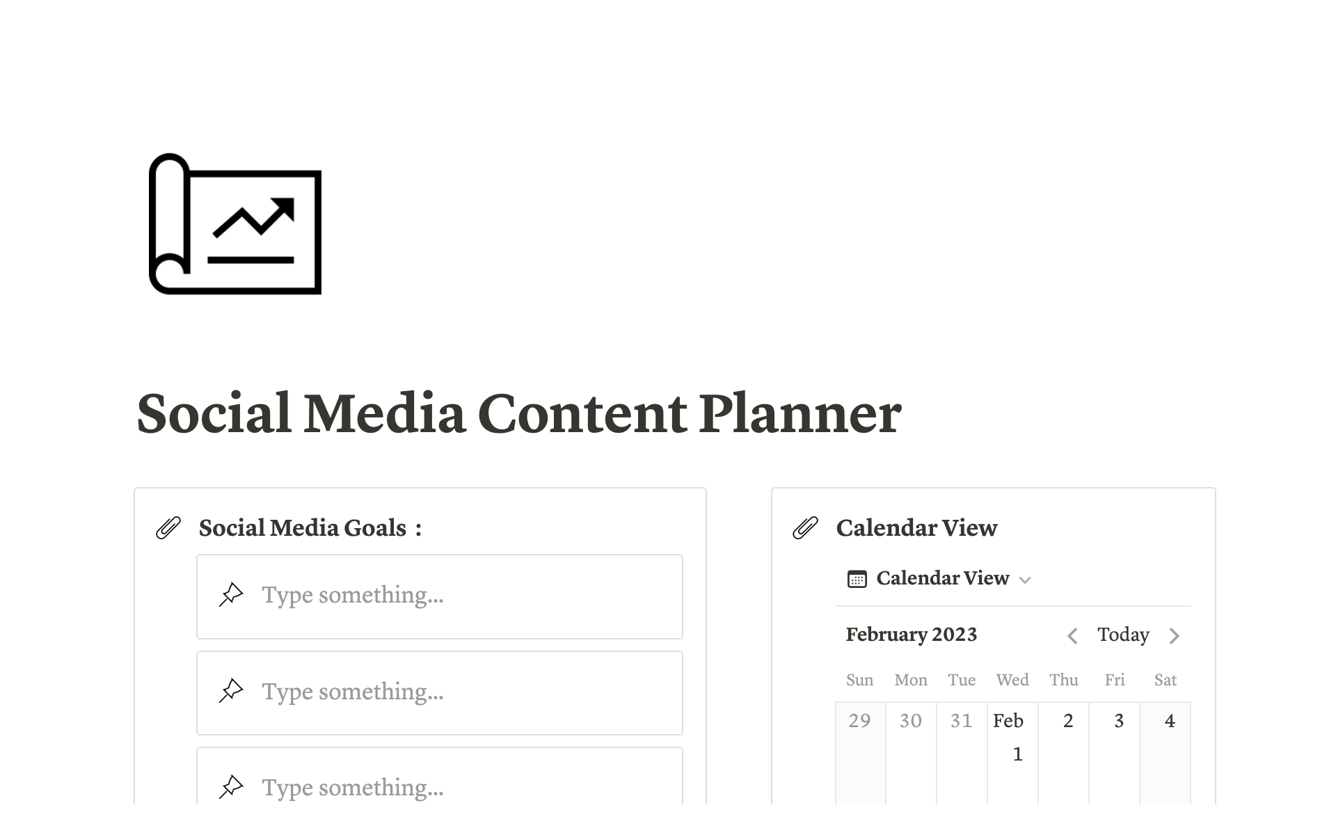 Social Media Content Plannerのテンプレートのプレビュー