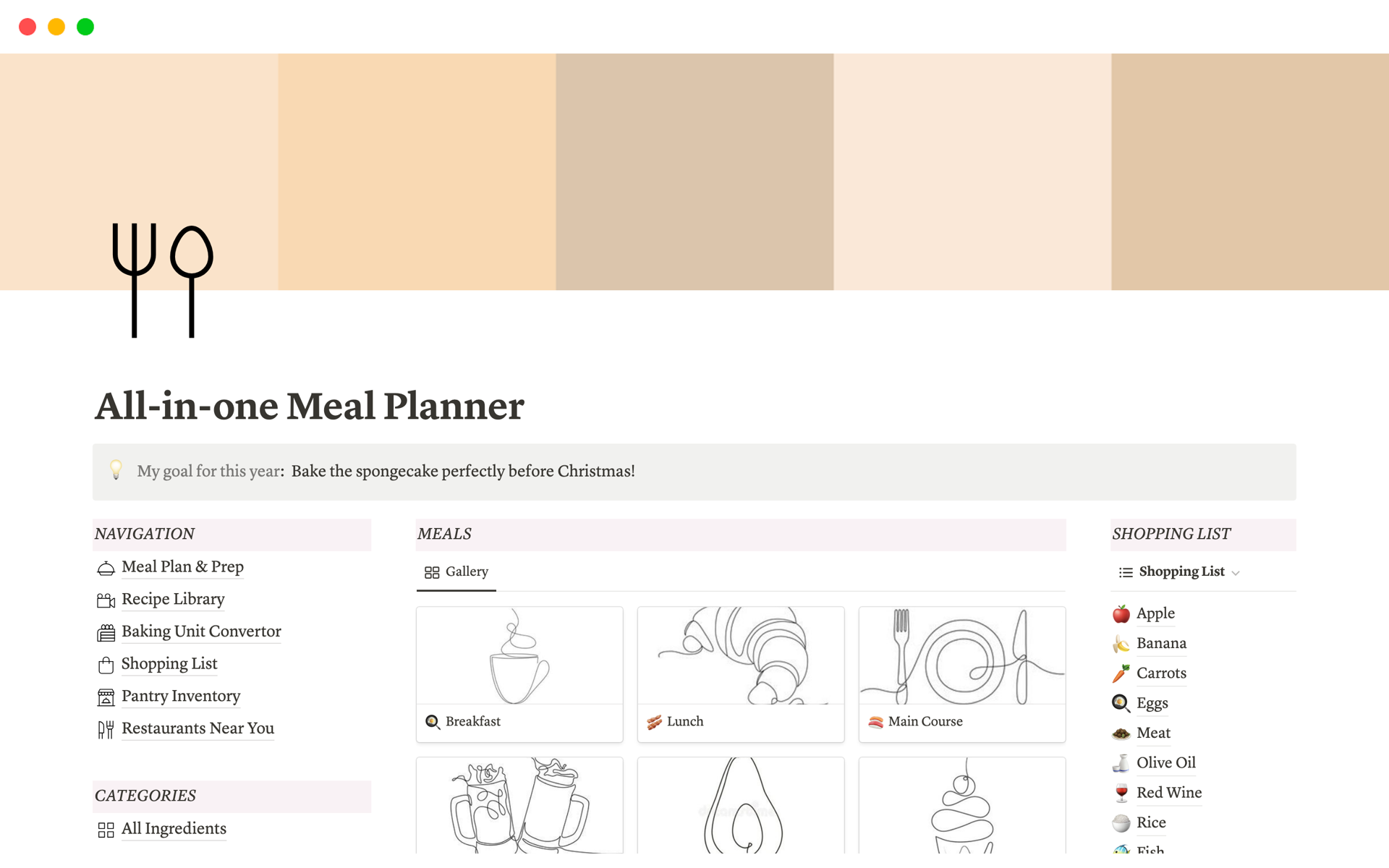 Allinone Meal Planner Notion Template