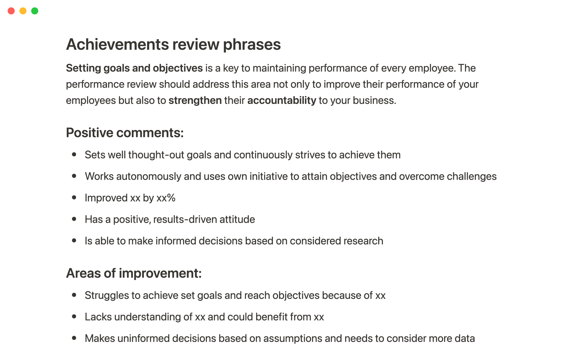 Organize your staff performance review process.