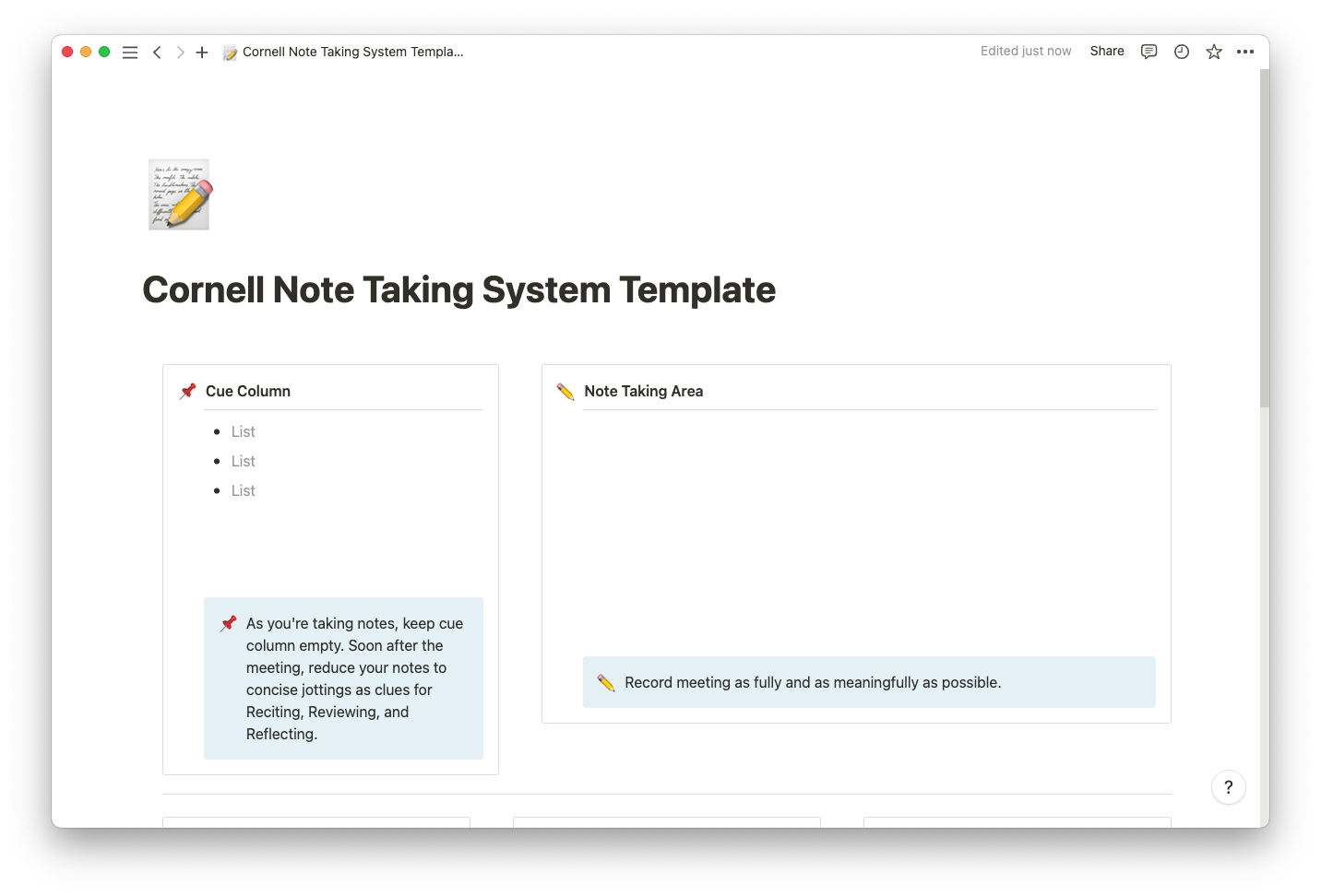 cornell note taking system template thumbnail