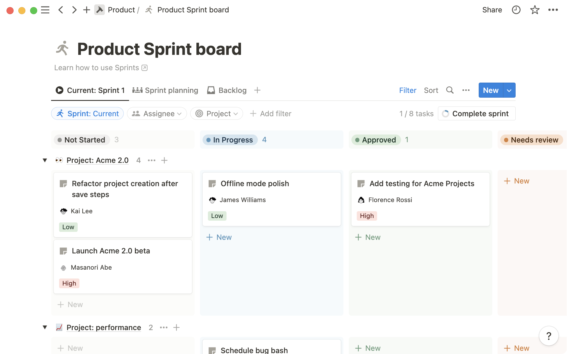 Map out your tasks on the Sprint board.