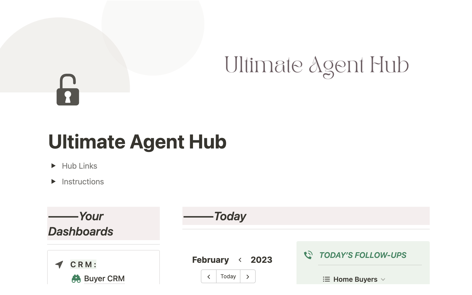 Eine Vorlagenvorschau für Ultimate Agent Hub