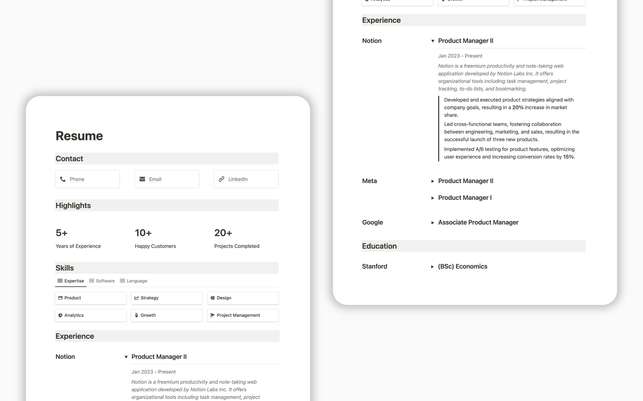 Are you a job seeker looking for the perfect resume? With this template, you can build and publish a minimal & functional resume on Notion within minutes.