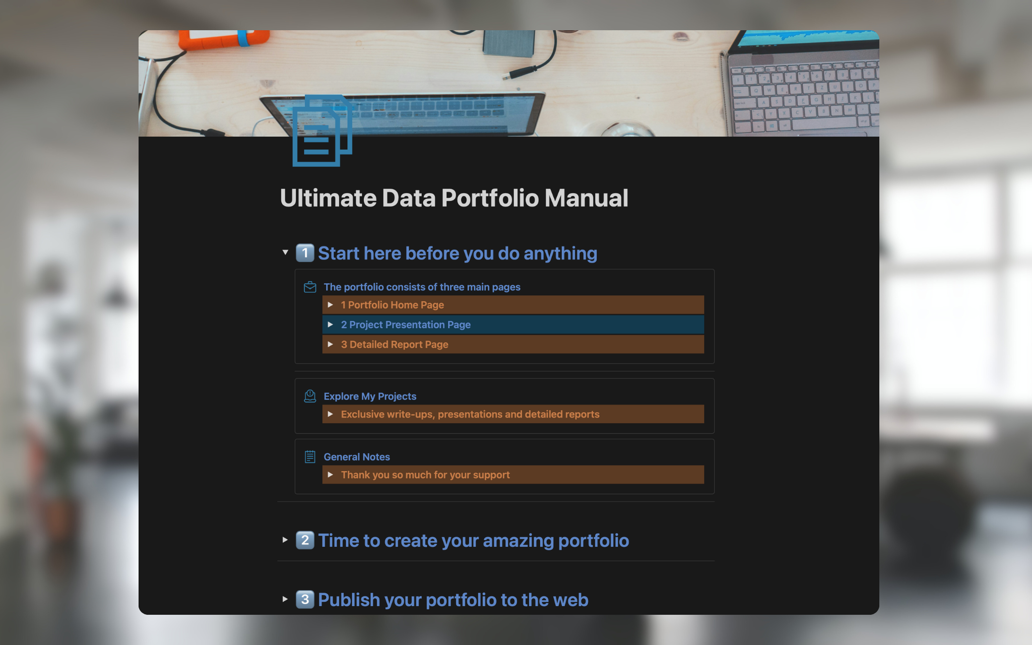 A one-stop-shop for all of your data projects. Publish your entire data portfolio to the web with zero coding using my ULTIMATE DATA PORTFOLIO TEMPLATE and ULTIMATE DATA PORTFOLIO MANUAL.