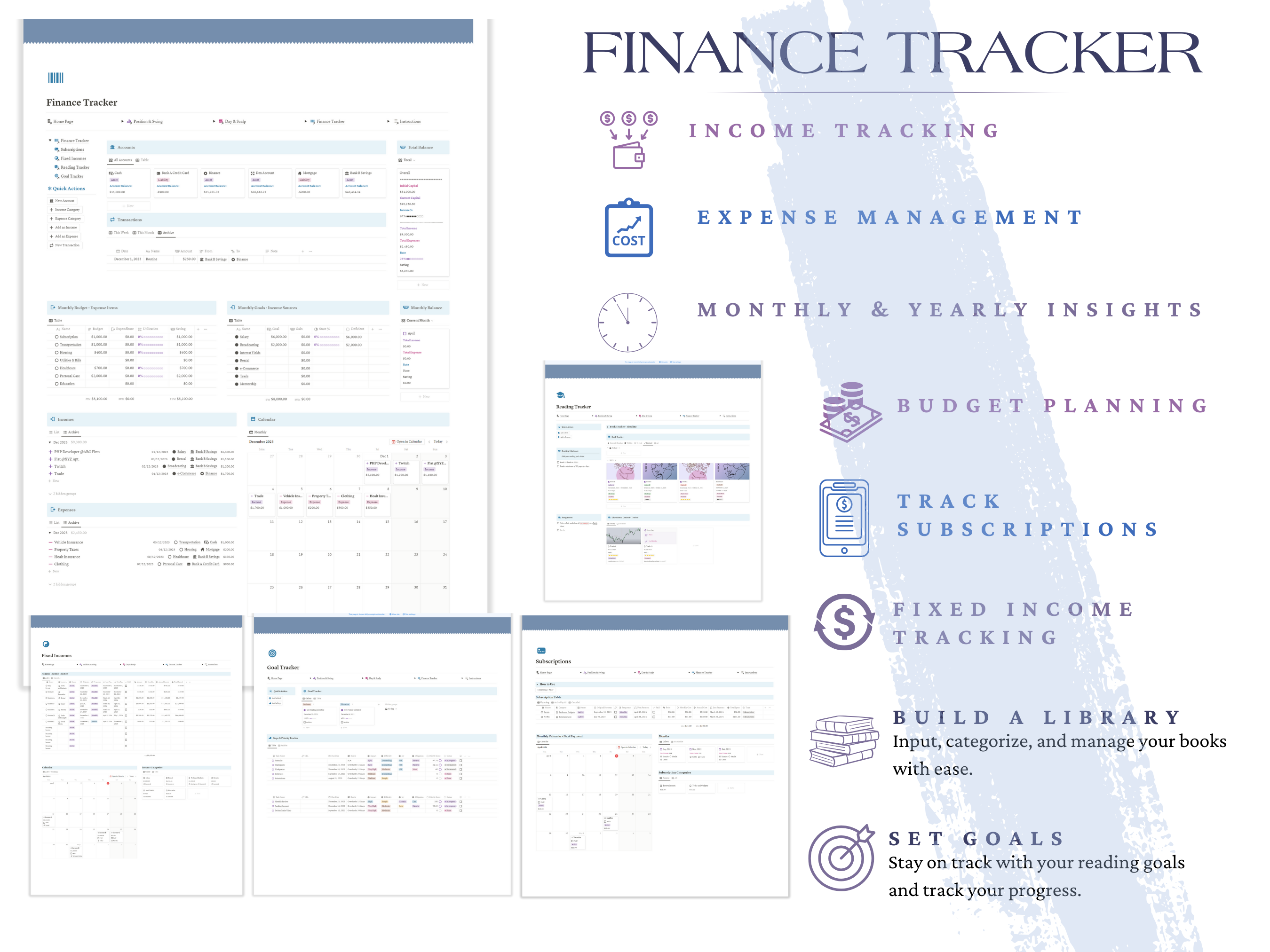 Portfolio Tracker & Trading Journals | Poisition and Swing Trading Journal | Scalping & Day Trading | Risk, Routine, and Psychology Management Tools | Weekly, Monthly, Yearly Review | Analytics & Statistics Dashboards | Interactive Financial Widgets