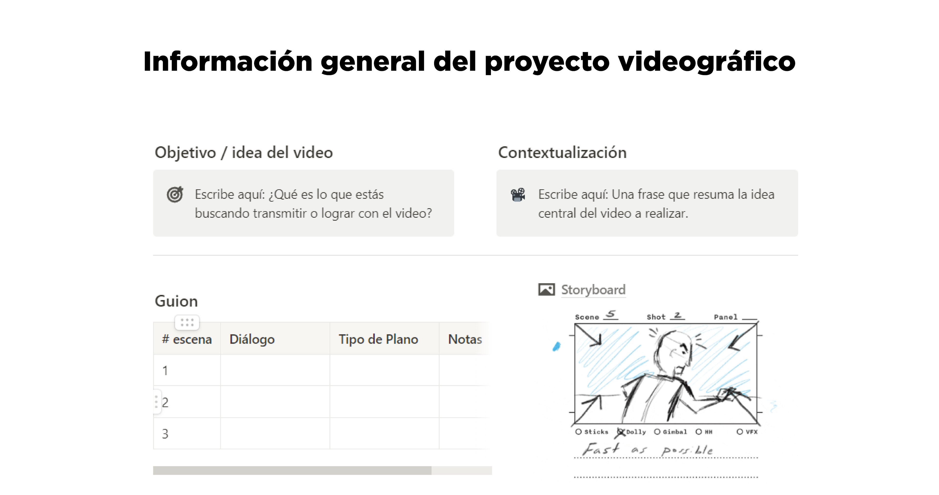 Herramienta diseñada para ayudar a los usuarios a planificar y organizar sus videos en un formato estructurado y sistemático.