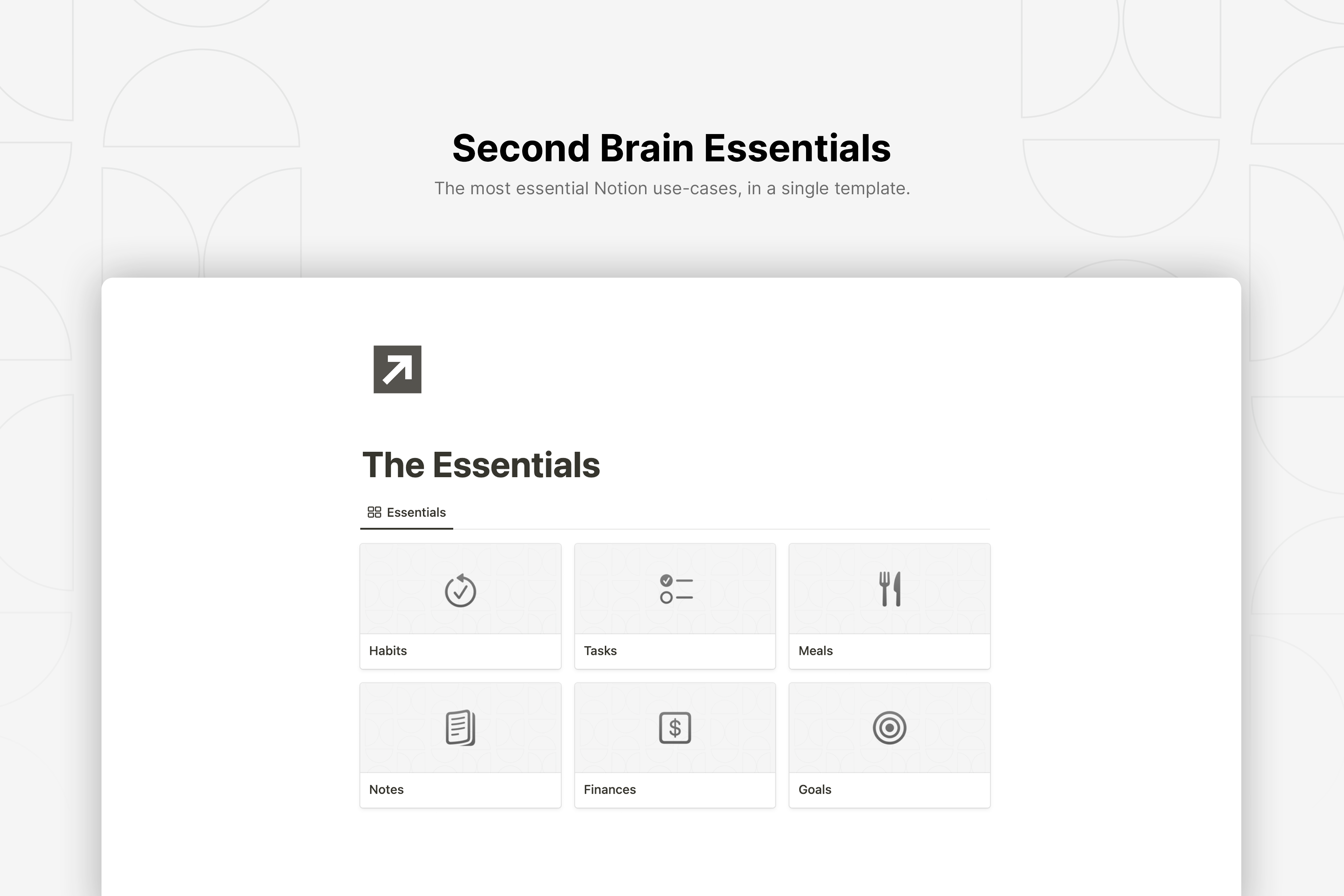 Finally, a simple second brain template.

An intuitive template that's designed for your day-to-day use. No fancy tricks, just pure Notion treats. 

Track Habits, Tick Off Tasks, Plan Meals, Set Goals, Manage Finances, and Capture Notes - all in one place!