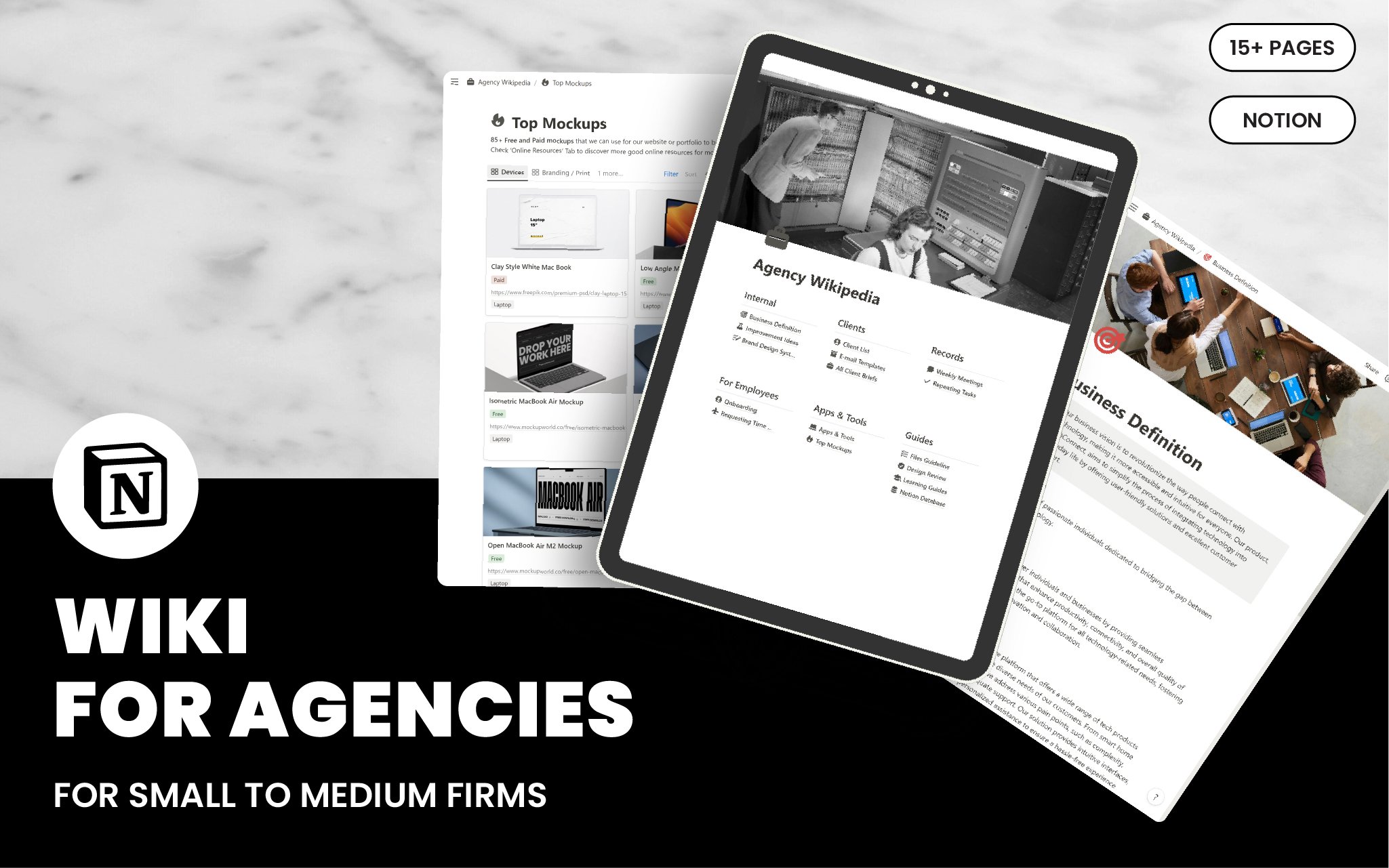Streamline your business operations with our Template, designed for small to medium-sized firms. This all-in-one solution offers seamless management of client information, internal resources, project records, and team collaboration. Perfect for keeping your business organised.