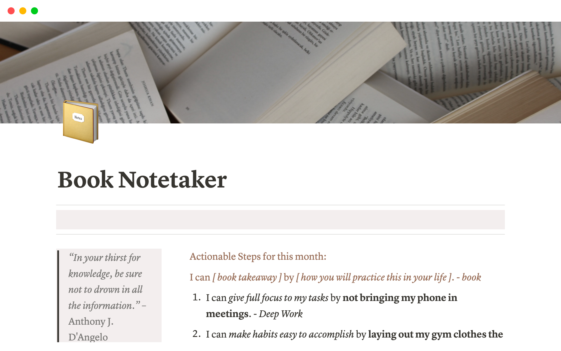 Wanna Write A Book? Notion Template