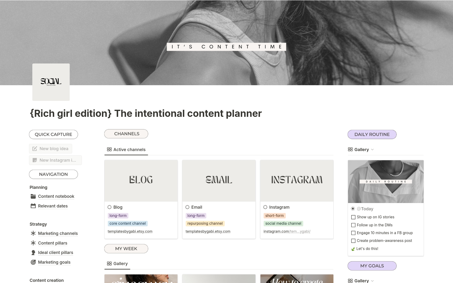 A template preview for The ultimate content planner