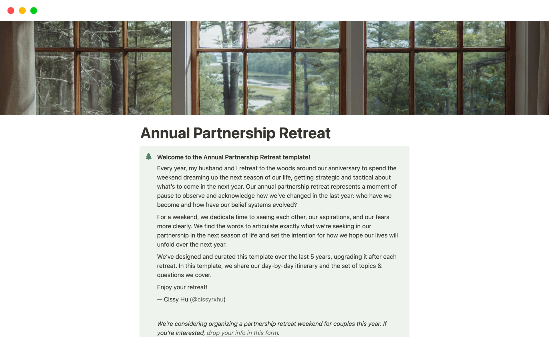 Aperçu du modèle de Partnership Retreat
