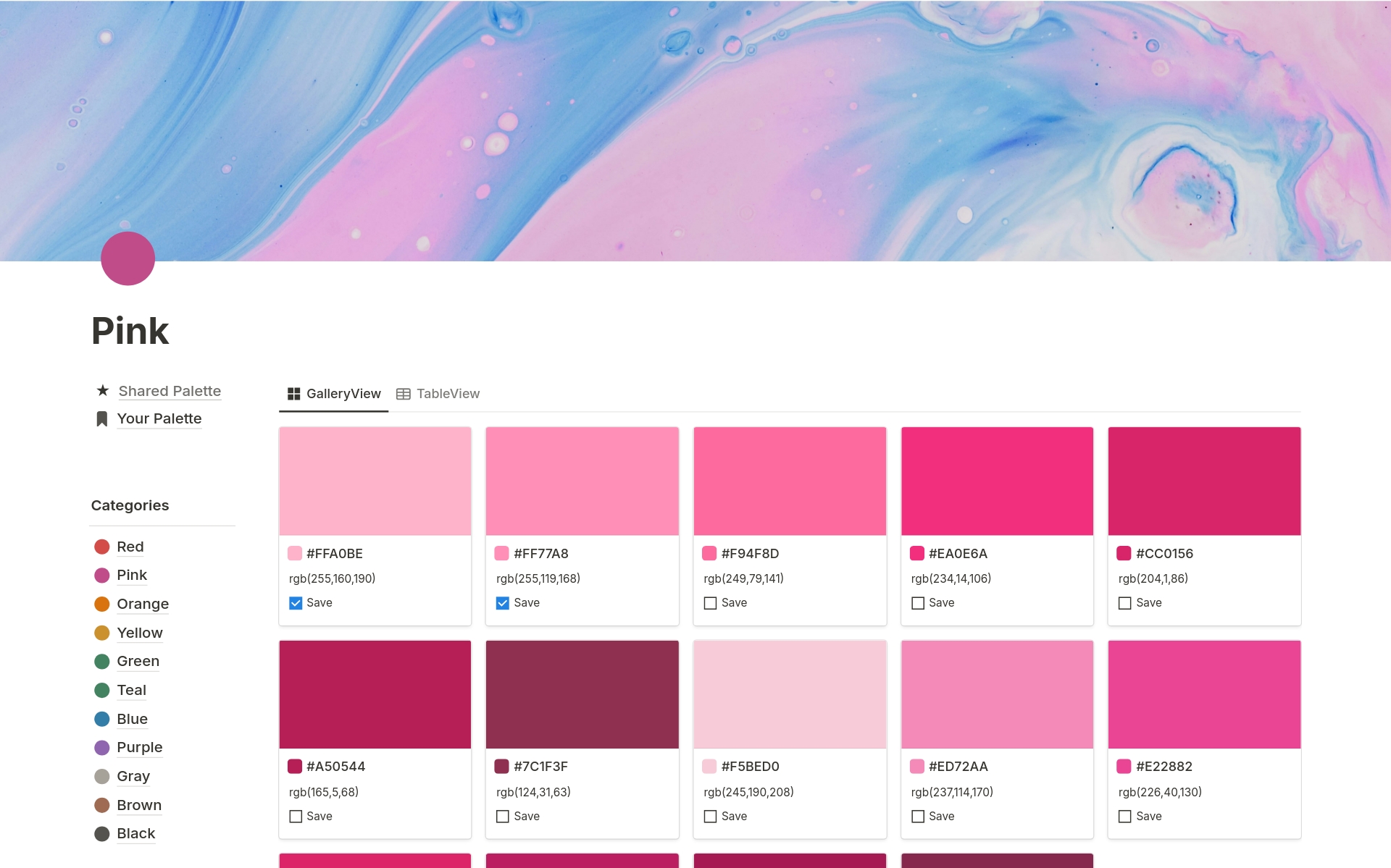 Select the best color for your project and create your own palette and share it with your team!