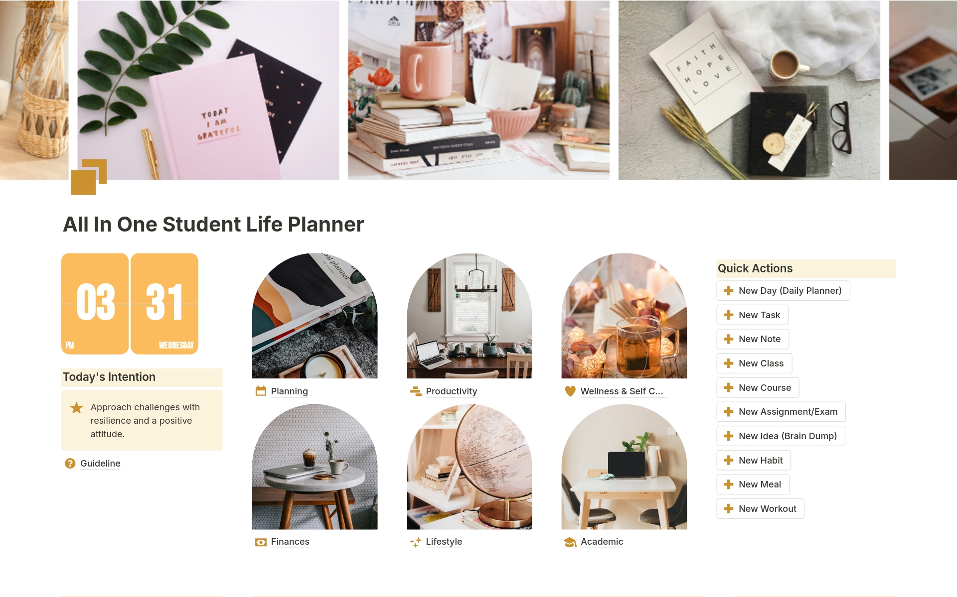 Maximize Your School Productivity with the All-in-One Notion Student Life Planner! Organize Your Academic and Personal Life with this Daily Planner Template.
Notion Student Planner Template.