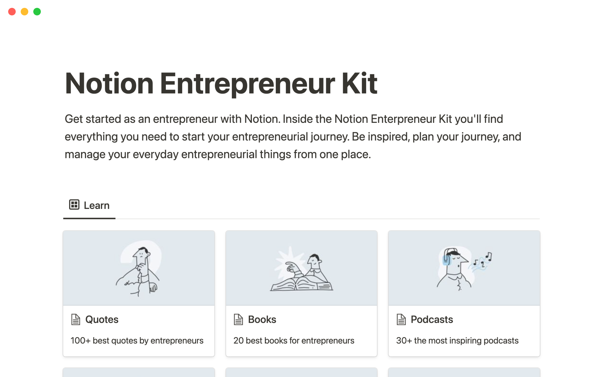 Use this template to get started as an entrepreneur.